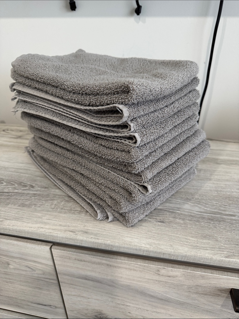 Soft/Plush Gray Cotton Hand Towels - Stack of 12